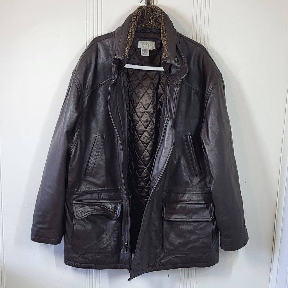 Plus Size Paradox Men's Brown Leather Coat / Jacket